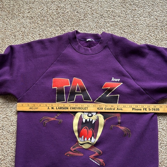 VTG 90’s 1995 Taz Tasmanian Devil Looney Tunes Warner Crew Neck Sweatshirt XL - Picture 5 of 8